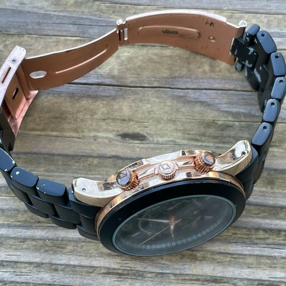 Akribos XXIV Ladies Wrist Watch Black/Gold Tone Analog Multi Function Watch - Picture 9 of 11